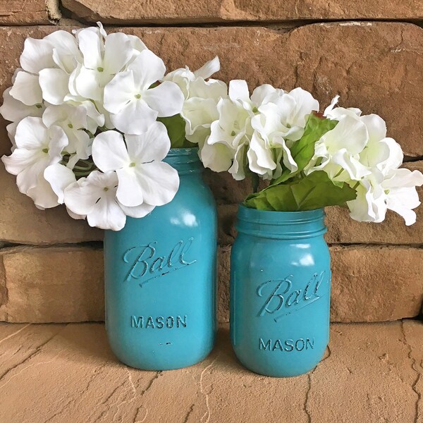 Teal Mason Jar Etsy