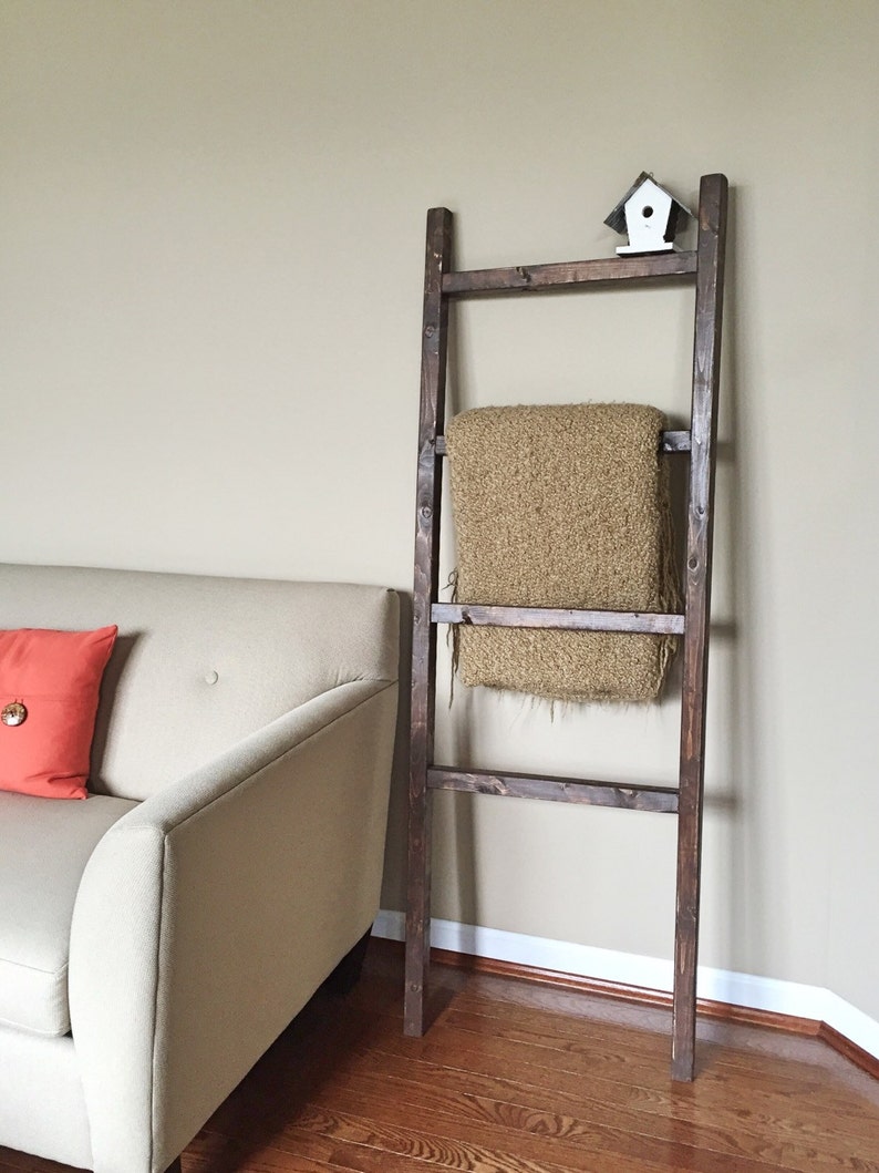 BLANKET LADDER Rustic Brown 5 ft. Ladder Farmhouse Etsy