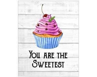 WALL ART PRINTS | 8X10 | Food Pun Art | Love Puns; Funny Food Art; Cute Kitchen Print; Cupcake Sign