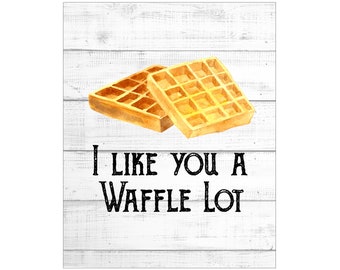 WALL ART PRINTS | 8X10 | Food Pun Art | Love Puns; Funny Food Art; Cute Kitchen Print; Waffle Sign