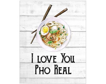 WALL ART PRINTS | 8X10 | Food Pun Art | Love Puns; Funny Food Art; Cute Kitchen Print; Pho Sign