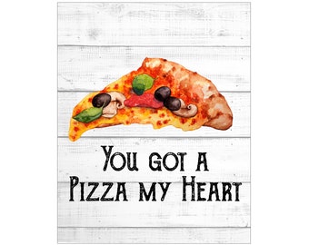 WALL ART PRINTS | 8X10 | Food Pun Art | Love Puns; Funny Food Art; Cute Kitchen Print; Pizza Sign