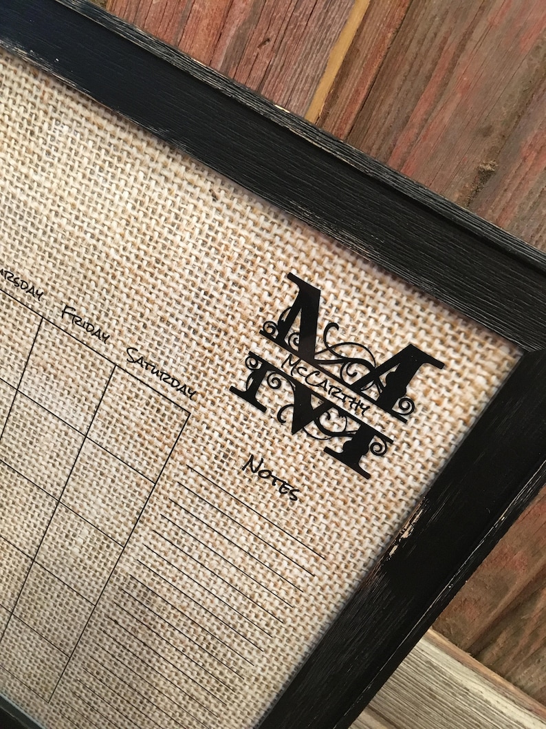 Vintage White Background DRY ERASE CALENDAR Dry Erase Rustic Picture Frame 16x20 Customize Monogram Large Calendar