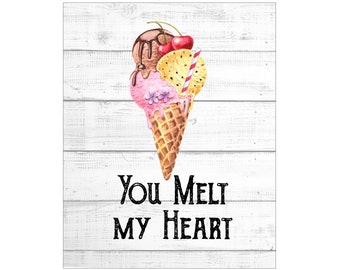 WALL ART PRINTS | 8X10 | Food Pun Art | Love Puns; Funny Food Art; Cute Kitchen Print; Ice Cream Sign