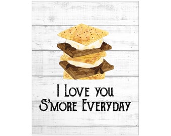 WALL ART PRINTS | 8X10 | Food Pun Art | Love Puns; Funny Food Art; Cute Kitchen Print; S'mores Sign