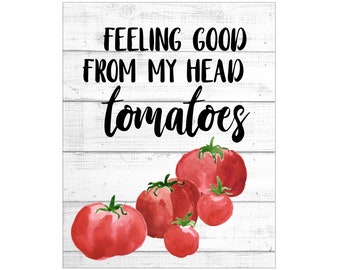 WALL ART PRINTS | 8X10 | Vegetable Pun Art | Funny Food Art; Cute Kitchen Print; Tomatoes Sign