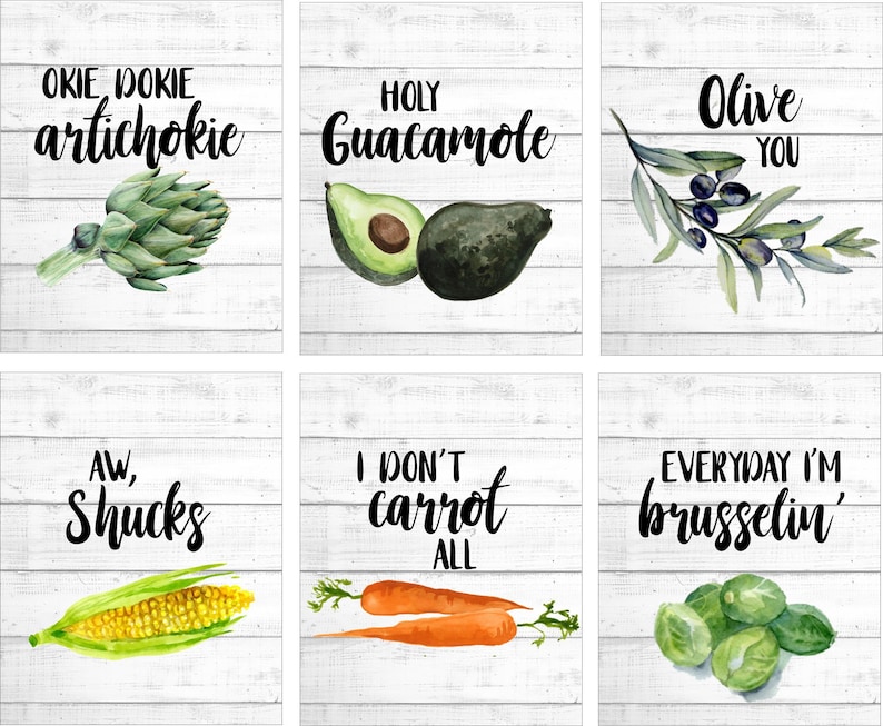 WALL ART PRINTS 8X10 Vegetable Pun Art Funny Food Art Etsy