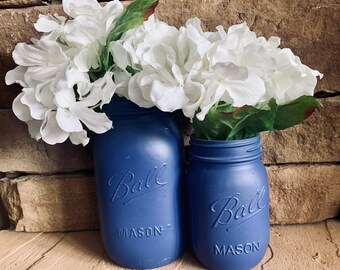 MASON JAR // Iris Purple // Painted and Distressed Mason Jar // Quart + Pint Size // Regular + Wide Mouth