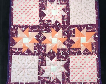 Baby Quilt: Stars of Pink Bunnies