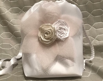 Bridal Bag Pink Tuille and rosettes