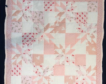 Baby Quilt: Starburst in Pink Bunnies