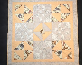 Baby Quilt: Hourglass with baby lion