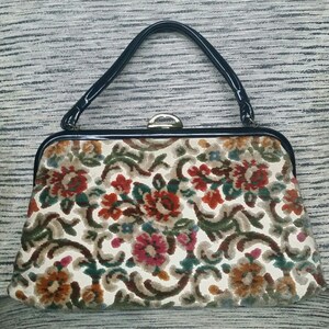 Vintage 1950s Floral Carpet Tapestry Handbag Great Condition | Etsy