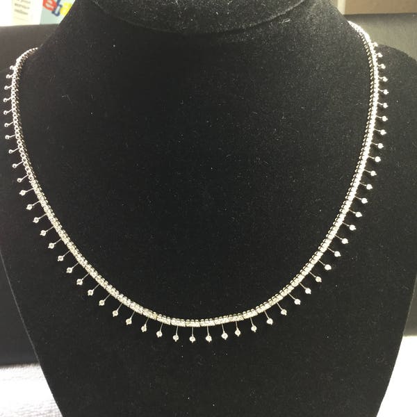 Diamond Necklace Diamond Tennis Necklace 14 KT White Gold Art Deco Style  Necklace 14 Kt White Gold