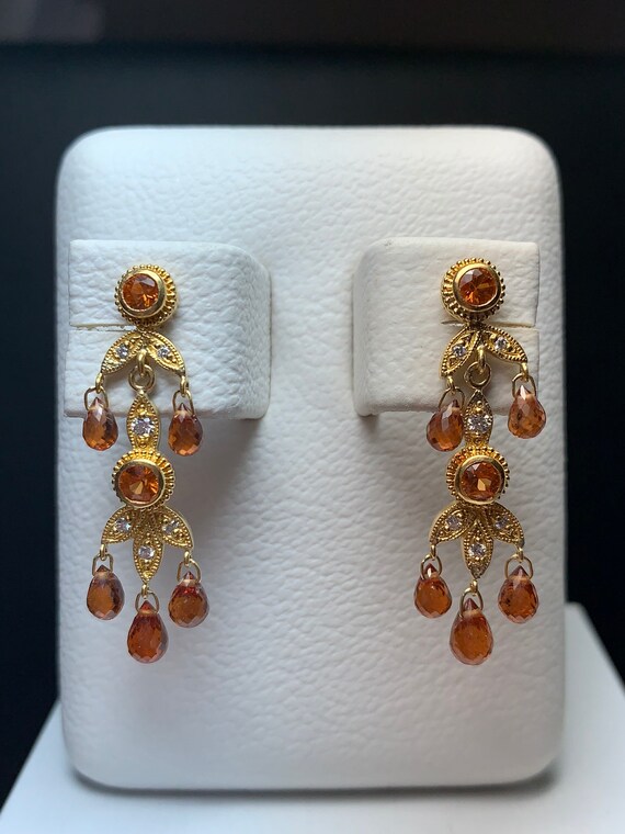 Mandarin Garnet Earrings 22 Kt Yellow Gold