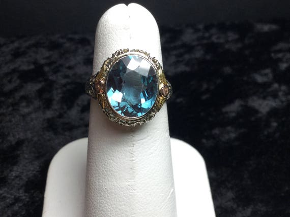 Art Deco Ring  Blue Spinel Ring 14 KT Gold Art De… - image 2