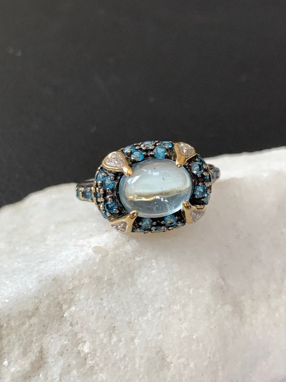 Blue Topaz Ring 14 kt Yellow Gold - image 10