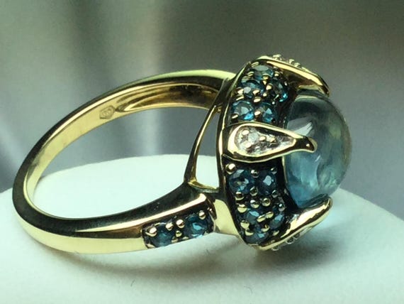 Blue Topaz Ring 14 kt Yellow Gold - image 5