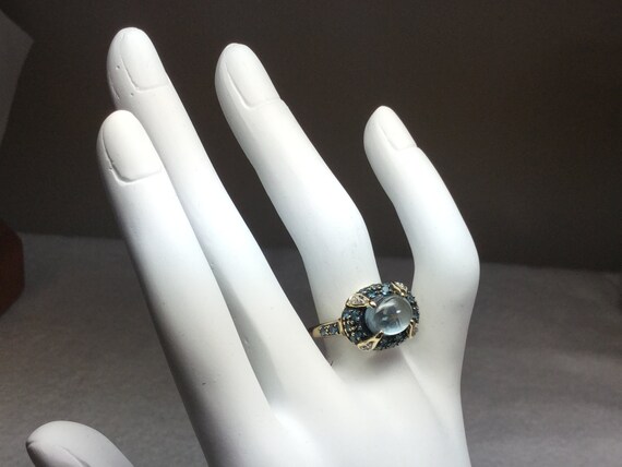 Blue Topaz Ring 14 kt Yellow Gold - image 4