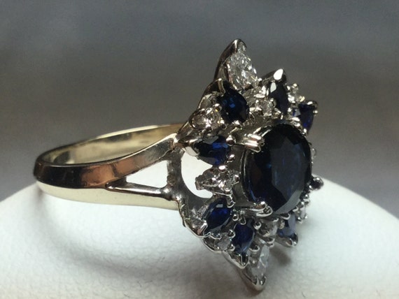 Blue Sapphire Ring Blue Sapphire and Diamond Ring… - image 5