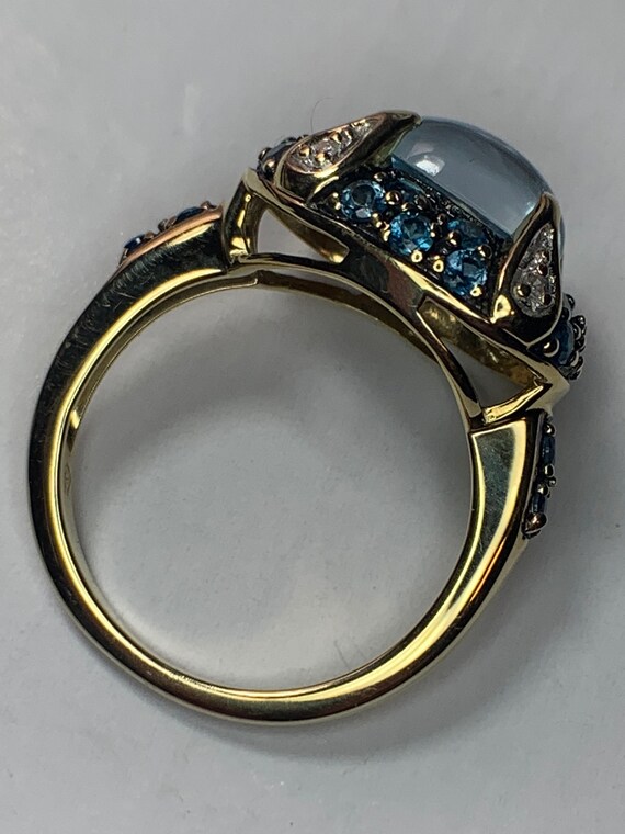 Blue Topaz Ring 14 kt Yellow Gold - image 8