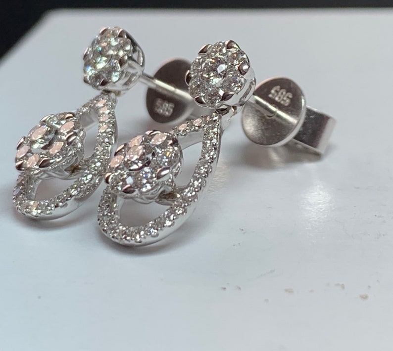 Diamond Earrings 1 CTW 14 Kt White Gold | Etsy
