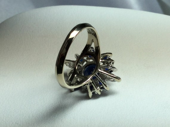 Blue Sapphire Ring Blue Sapphire and Diamond Ring… - image 3