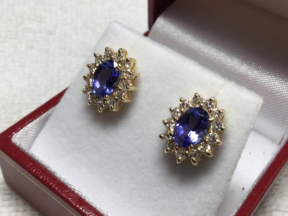 Tanzanite Earrings  Tanzanite and Diamond Earring… - image 3