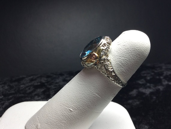 Art Deco Ring  Blue Spinel Ring 14 KT Gold Art De… - image 3