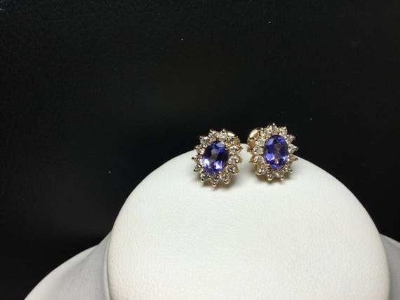 Tanzanite Earrings  Tanzanite and Diamond Earring… - image 1