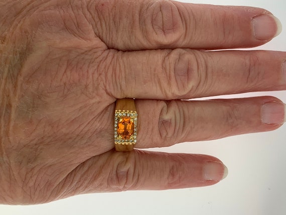 Mandarin Garnet and Diamond Ring 18 Kt Yellow Gold - image 8