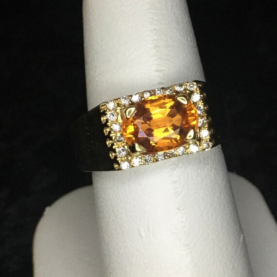 Mandarin Garnet and Diamond Ring 18 Kt Yellow Gold - image 5