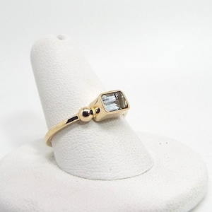 14k Gold Aquamarine Ring, Solid 14k Gold and Aquamarine Ring, Aquamarine Ring, Aquamarine March Birthstone, 14k Emerald Cut Aquamarine Ring
