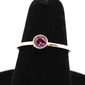 14k Gold Rhodolite Garnet Ring: January Birthstone Stacking Ring