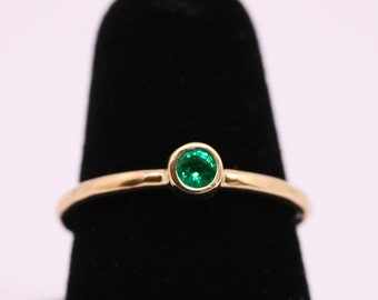 Gold Emerald Ring /Solid 14k Gold Emerald Stacking Ring /14k Emerald May Birthstone Ring / Dainty Emerald Ring /14k Gold Filled Emerald Ring