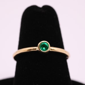 Gold Emerald Ring /Solid 14k Gold Emerald Stacking Ring /14k Emerald May Birthstone Ring / Dainty Emerald Ring /14k Gold Filled Emerald Ring image 1