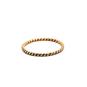 14k Solid Gold Twisted Ring Band: Minimalist Stacking Ring