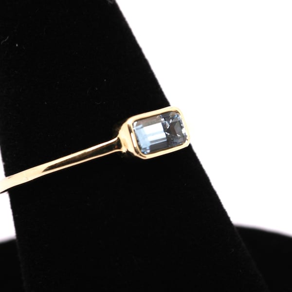 14k Gold Aquamarin Ring: Smaragdschliff März Geburtsstein