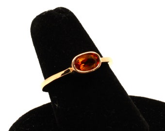 14k Rose Gold Oval Citrine Ring, Solid 14k Rose Gold Oval Citrine Ring, 14k Gold Oval Fire Citrine Ring, November Birthstone Ring