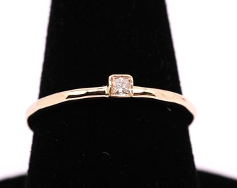 Dainty Diamond Birthstone Stacking Ring/Solid 14k Gold Diamond  Stacking Ring /14k Gold and Gold Filled Diamond Birthstone Stacking Ring