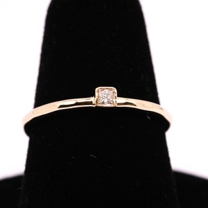 14k Dainty Diamond Birthstone Stacking Ring, Solid 14k Gold Diamond  Stacking Ring, 14k Gold and Diamond Birthstone Stacking Ring,