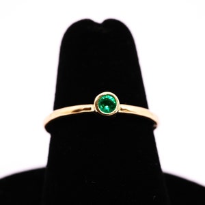 Gold Emerald Ring /Solid 14k Gold Emerald Stacking Ring /14k Emerald May Birthstone Ring / Dainty Emerald Ring /14k Gold Filled Emerald Ring image 4