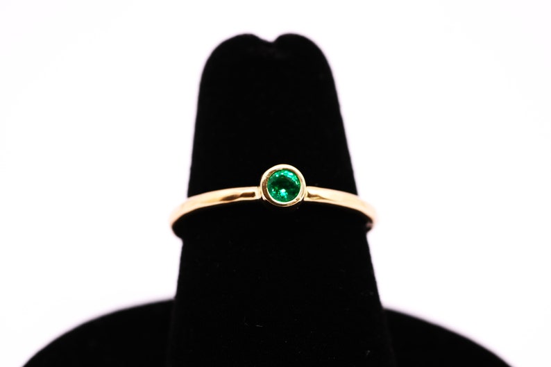 Gold Emerald Ring /Solid 14k Gold Emerald Stacking Ring /14k Emerald May Birthstone Ring / Dainty Emerald Ring /14k Gold Filled Emerald Ring image 4