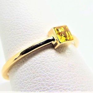 Solid 14k Gold Yellow Sapphire Ring, 14k Gold Yellow Sapphire September Birthstone ring, 14k Gold Yellow Sapphire Birthstone Stacking Ring,