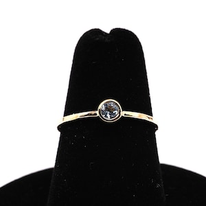 14k Gold Aquamarine Ring: March Birthstone Stacking Ring