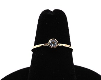 14k Gold Aquamarine Ring: March Birthstone Stacking Ring
