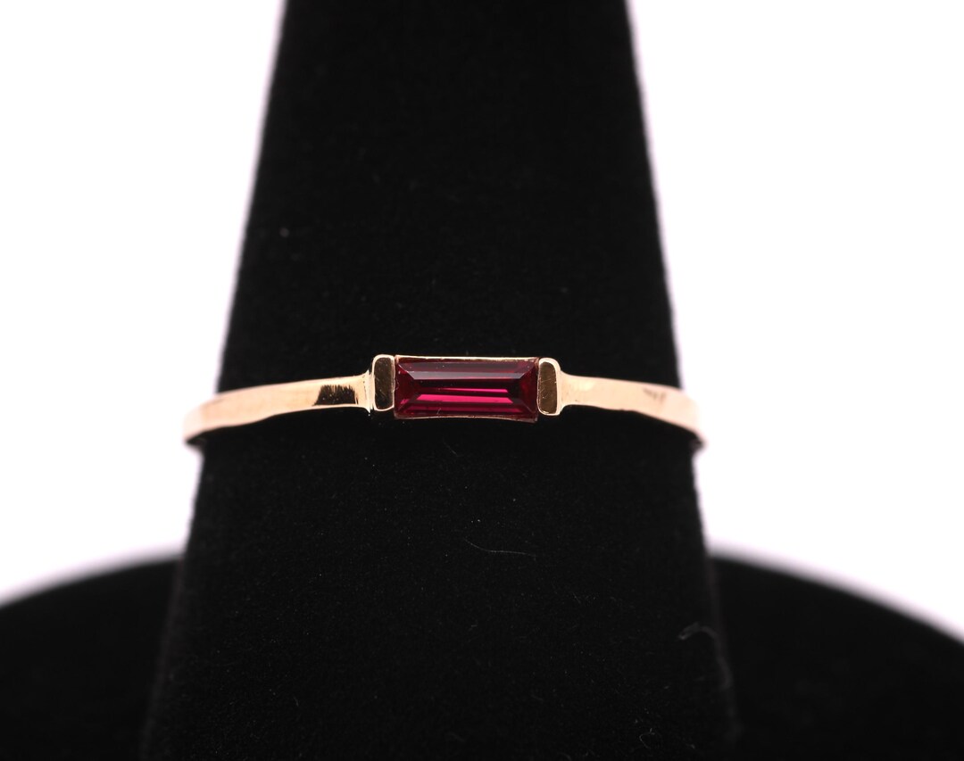 gold ruby ring stackable gold ring july ring natural... 14k Gold Ruby Ring: July Birthstone Baguette Stacking Ring - Etsy
