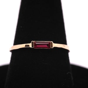14k Gold Ruby Ring, 14k Gold Ruby Birthstone Ring, 14k Gold Ruby Stacking Ring, 14k Ruby July Birthstone Ring, 14k Gold Ruby Baguette Ring,