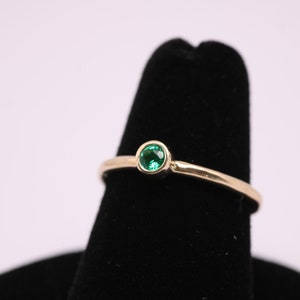 Gold Emerald Ring /Solid 14k Gold Emerald Stacking Ring /14k Emerald May Birthstone Ring / Dainty Emerald Ring /14k Gold Filled Emerald Ring image 2