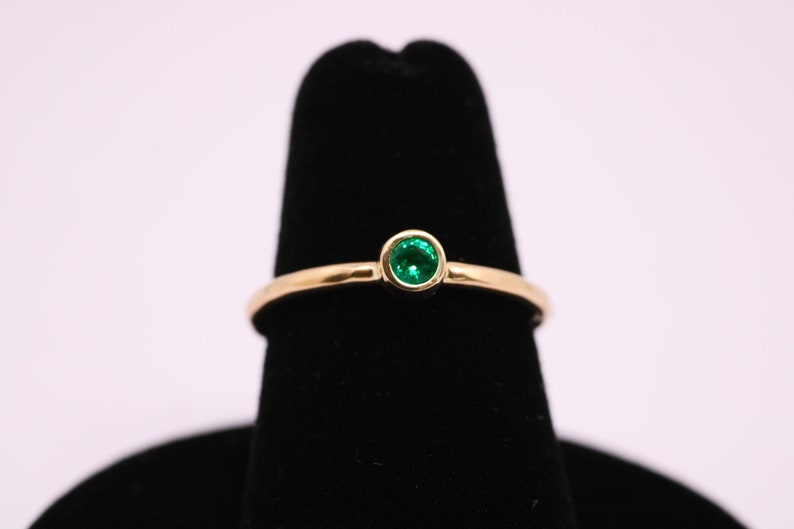 Gold Emerald Ring /Solid 14k Gold Emerald Stacking Ring /14k Emerald May Birthstone Ring / Dainty Emerald Ring /14k Gold Filled Emerald Ring image 1